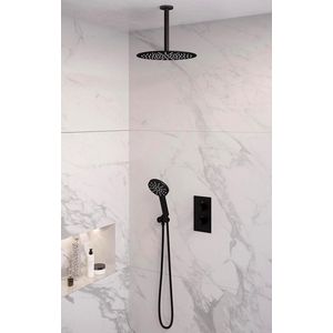 Inbouw regendouche set brauer black edition plafond uitloop ronde hoofddouche 30 cm met handdouche 3 standen mat zwart