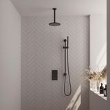 Inbouw regendouche set brauer black edition plafond uitloop ronde hoofddouche 20 cm met glijstang mat zwart