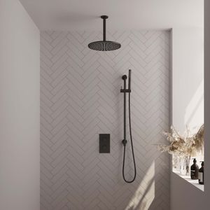 Inbouw regendouche set brauer black edition plafond uitloop ronde hoofddouche 30 cm met glijstang mat zwart