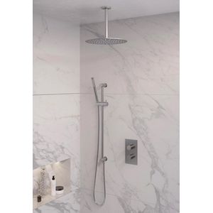 Inbouw regendouche set brauer brushed edition plafond uitloop ronde hoofddouche 30 cm met glijstang rvs look