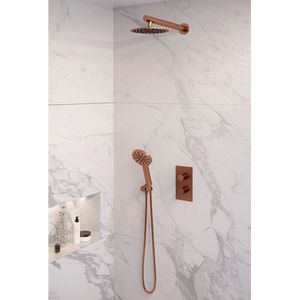 Brauer Copper Edition Regendoucheset inbouw - hoofddouche 20cm - gladde knop - handdouche Rond 3 standen - PVD - geborsteld koper 5-GK-058