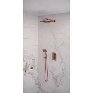 Brauer Copper Edition complete inbouw regendouche met 3 standen handdouche, rechte wandarm en hoofddouche 30cm set 32 koper geborsteld PVD