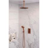 Inbouw Regendouche Set Brauer Copper Edition Plafond Uitloop Ronde Hoofddouche 30 cm Met Handdouche 3 Standen Koper