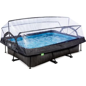 EXIT Black Wood zwembad 300x200x65cm met filterpomp en overkapping - zwart