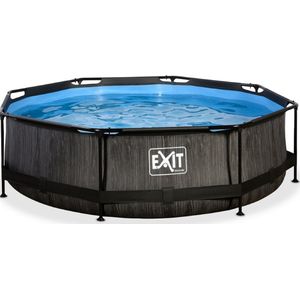 EXIT Black Wood zwembad ø360x76cm met filterpomp - zwart