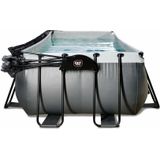 EXIT Black Leather zwembad 400x200x100cm met zandfilterpomp en overkapping en warmtepomp - zwart