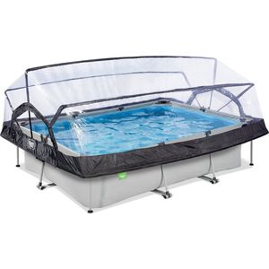 EXIT Soft Grey zwembad 300x200x65cm met filterpomp en overkapping - grijs