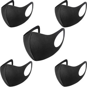 5x FASHION Mondkapje - ZWART - Mondmasker - Wasbaar - Mondkapjes - Black - Facemask - Mouth mask - Herbruikbaar - Adembescherming - Mannen, Vrouwen en Kinderen - Bescherming Openbaar Vervoer - OV