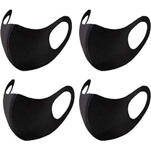 4x FASHION Mondkapje - ZWART - Mondmasker - Wasbaar - Mondkapjes - Black - Facemask - Mouth mask - Herbruikbaar - Adembescherming - Mannen, Vrouwen en Kinderen - Bescherming Openbaar Vervoer - OV