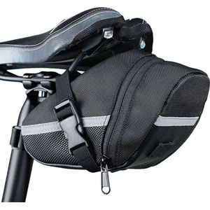 zadel Fietstas – waterdicht – tasje voor onder het zadel –  geschikt om Smartphone in op te bergen – T/M 6.2 inch - zwart - reflecterende strips
