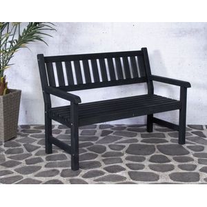 Bordeaux - Tuinbank - 2-Zits - Zwart - Grenen - 125 cm