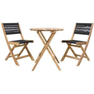 SenS-Line Lanzarote bistroset acaciahout zwart Hout Sens Tuinset