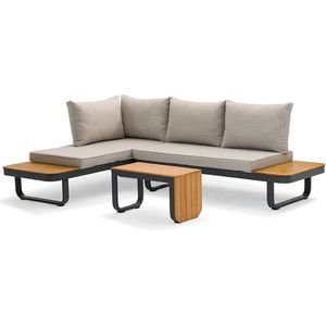SenS-Line - Samos - Loungeset - Taupe - Aluminium en Acacia Hout