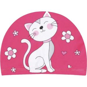 Kinder badmuts - douchemuts kinderen - badmuts zwemmen - roze kat