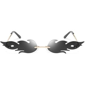 Freaky Glasses® - Vlammen Zonnebril – Festival Bril – Rave Zonnebril - Snelle Planga – Dames – Heren - Zwart