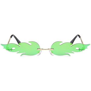 Freaky Glasses® - Vlammen Zonnebril – Festival Bril – Rave Zonnebril - Snelle Planga – Dames – Heren - Groen