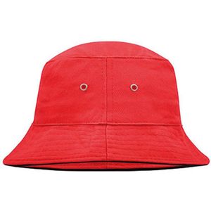 Vissershoedje rood met zwart | bucket hat | zonnehoedje van katoen | L/XL