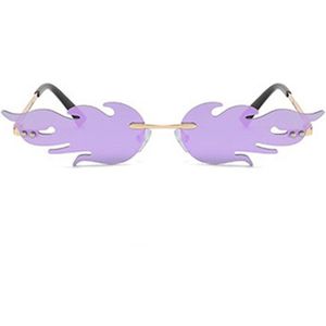 Freaky Glasses® - Vlammen Zonnebril – Festival Bril – Rave Zonnebril - Snelle Planga – Dames – Heren - Paars