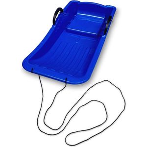 Slee plastic - Kunststof slede - Handig als strandtrolley - Winter - Met rem en trekkoord - Blauw
