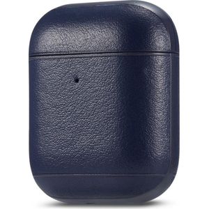 AirPods hoesje van By Qubix - AirPods 1/2 hoesje Genuine Leather Series - hard case - donker blauw