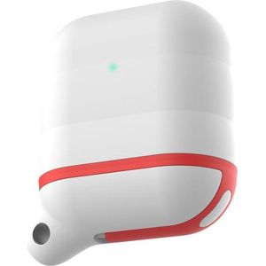 By Qubix - AirPods Hoesje - Waterproof - Siliconen - Wit + Rood