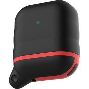 By Qubix - AirPods Hoesje - Waterproof Series - Zwart + Rood - Siliconen
