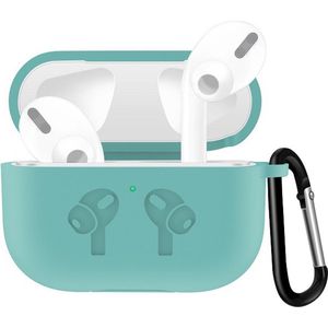 AirPods hoesje van By Qubix - AirPods Pro siliconen hoesje met karabiner haak - Groen