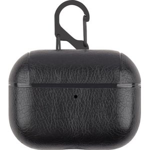 AirPods hoesje van By Qubix - AirPods Pro lederen hoesje Pro Leather series - Met bevestigingsclip - Zwart