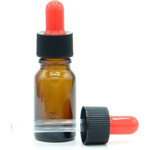 Pipetflesje 10ml 1 stuk - Glazen Flesje met Rood Pipetje - Pipetfles