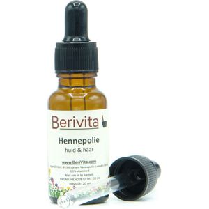 Hennep Olie Puur 20ml Pipetfles - Onbewerkte Hennepzaad Olie voor Huid en Haar - Hennepolie, Hemp Seed Oil