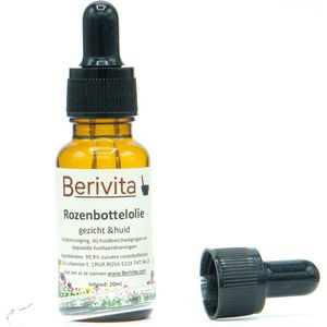 Rozenbottelolie Puur 20ml Pipetfles - Huidolie en Gezichtsolie van Rozenbottels - Rosehip Oil