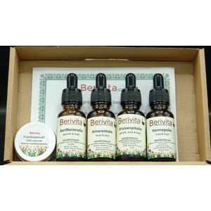 Gewone, Normale Huid Verzorging Pakket -100% Natuurlijk - Aardbeienolie 20ml, Amarantolie 20ml, Druivenpitolie 20ml, Hennepolie 20ml, Frambozenzalf 15ml