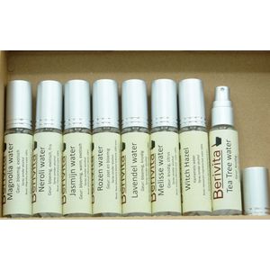 Geurwaters 8x10ml - Set met Rozenwater, Tea Tree, Witch Hazel, Neroli, Magnolia, Lavendel, Jasmijn, Melisse water - Hydrosol, Hydrolaat Sprays