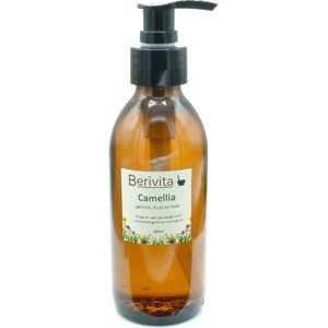 Camellia Olie Puur 200ml Pompfles - Glas - Witte Japonica - Huidolie en Haarolie