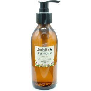Hennep Olie Puur 200ml Pompfles- Glas - Onbewerkte Hennepzaad Olie voor Huid en Haar - Hennepolie, Hemp Seed Oil