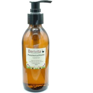 Passievrucht Olie Puur 200ml Pompfles - Huidolie en Haarolie uit zaden van Passievruchten, Maracuja