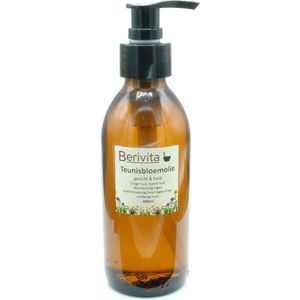 Teunisbloemolie Puur 200ml Pompfles - Glas - Onbewerkte Teunisbloem olie voor de Huid - Evening Primrose