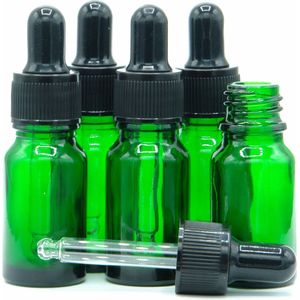 Pipetflesjes 10ml Groen 50 stuks - Glazen Groene Flesjes met Pipet - Pipetfles