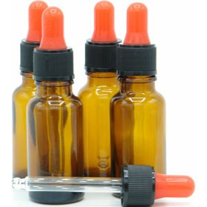 Pipetflesjes 20ml Rood - 10 stuks - 10x Glazen Flesjes met Rode Pipetten - Pipetflesjes Leeg