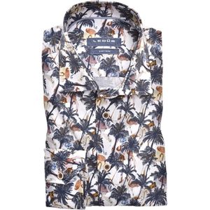 Ledub - Multicolor Fantasie - Overhemd - Donkerblauw - 100% Katoen - Strijkvriendelijk