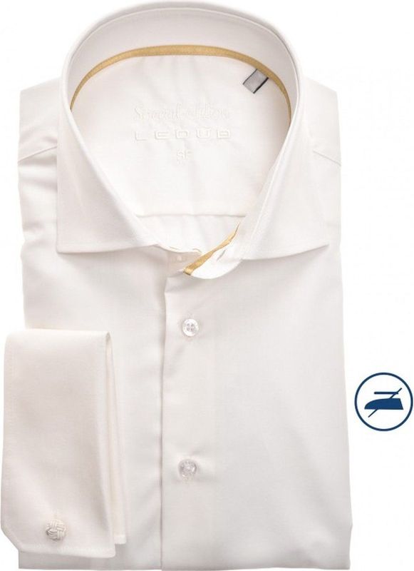 Ledub - Slim Fit Overhemd - Beige - Twill - Strijkvrij - Heren