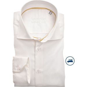 Ledub slim fit overhemd - beige twill - Strijkvrij - Boordmaat: 45