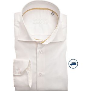 Ledub - Slim Fit Overhemd - Wit - 100% Katoen - Strijkvrij