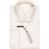 Ledub - Effen Overhemd - Wit - 100% Katoen - Haifisch Kraag - Lange Mouwen