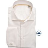Ledub - Effen Overhemd - Wit - 100% Katoen - Haifisch Kraag - Lange Mouwen