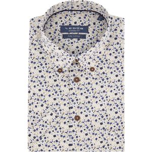 Ledub - Modern Fit - Overhemd - Blauw - Katoen - Korte Mouwen
