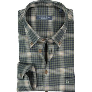 Ledub - Modern Fit Overhemd - Groen Blauw Beige Geruit - 100% Katoen