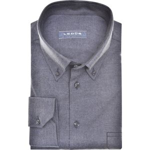 Ledub - Modern Fit Overhemd - Donkerblauw - Katoen - Button Down Boord
