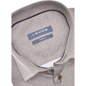 Ledub - Modern Fit Overhemd - Bruin - Katoen