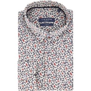 Ledub - Slim Fit Overhemd - Blauw Rood Geprint - Katoen Elastaan